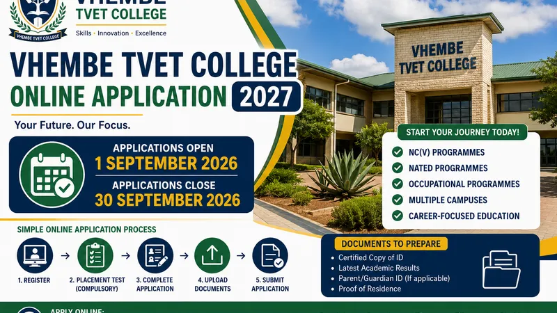 Vhembe TVET College Online Application 2027: Opening Date, Requirements and How to Apply